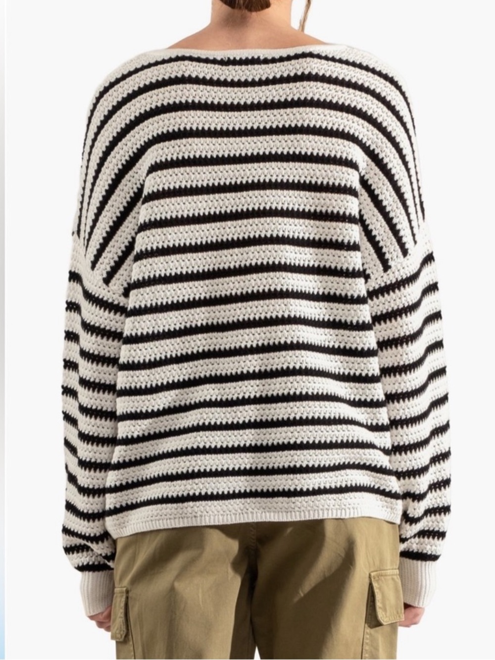 BLU PEPPER Striped Black and White Boatneck Sweater - Women - Picture 2 of 7